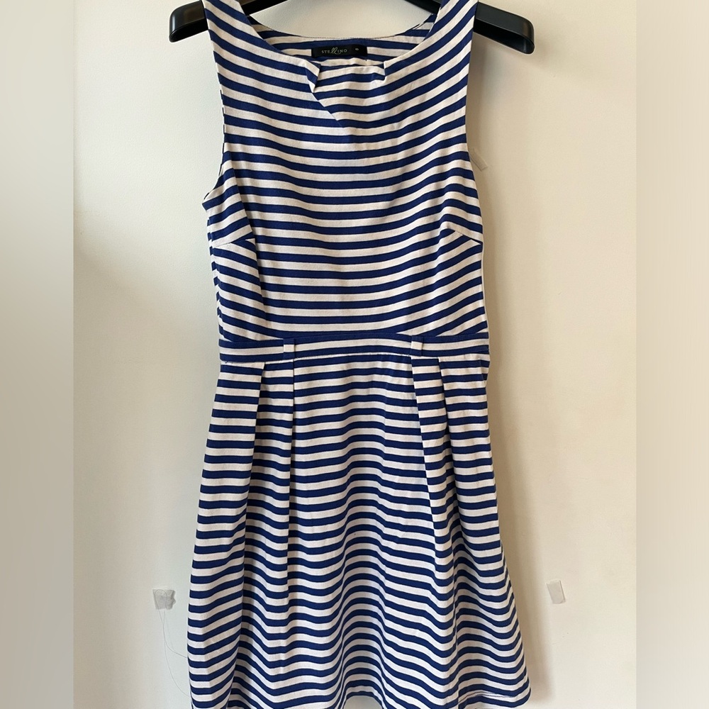 Stellino White & Blue Striped Dress